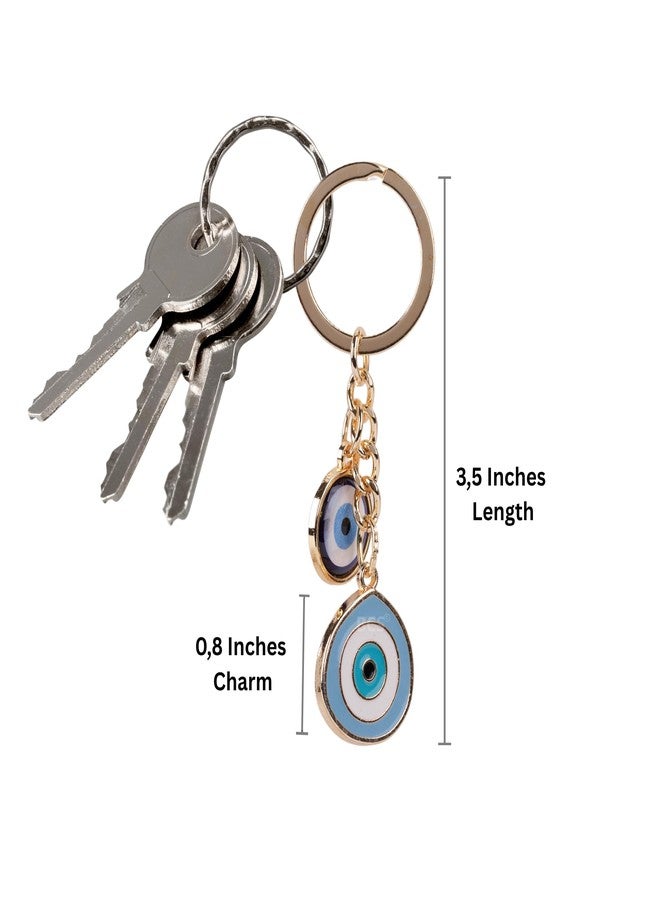 BCS تعليقة حقيبة على شكل عين شريرة من بي سي إس - تميمة لجلب الحظ والحماية - سلسلة مفاتيح للسيارة، إكسسوارات حقيبة يد للنساء (أزرق فاتح) - Image 2